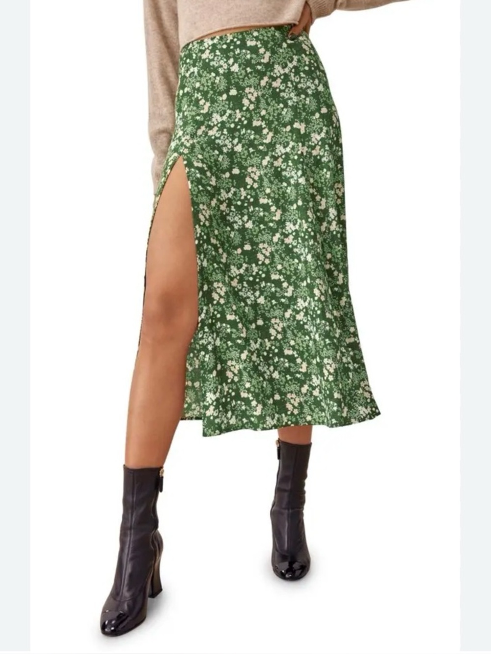 Reformation Green Floral Zoe Skirt size 8